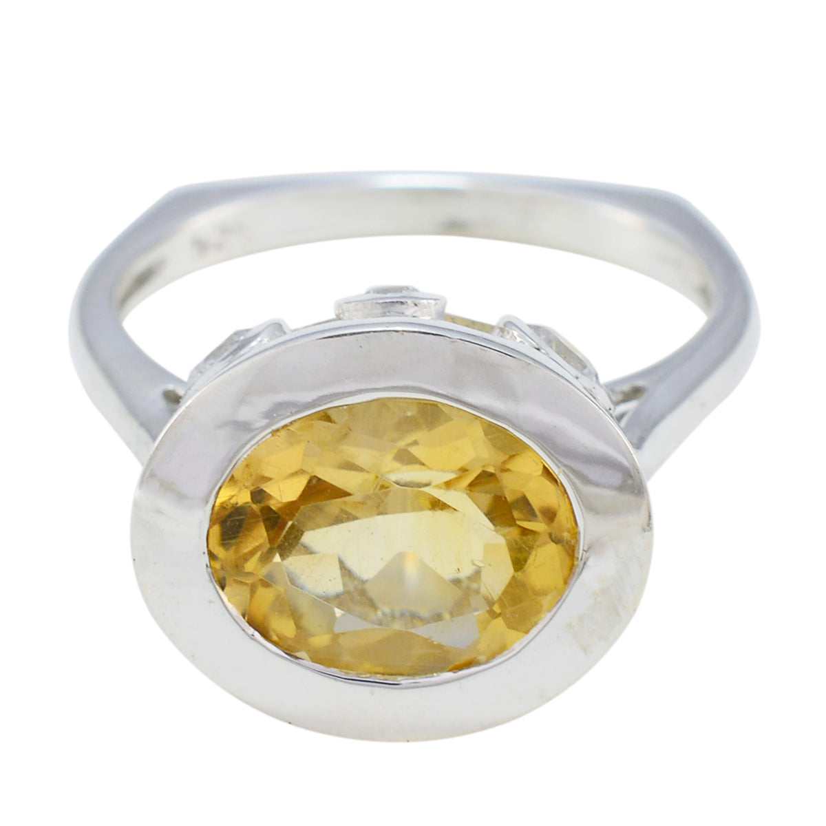 Nayara Yellow Gemstone Halo Ring in Sterling Silver Citrine Yellow