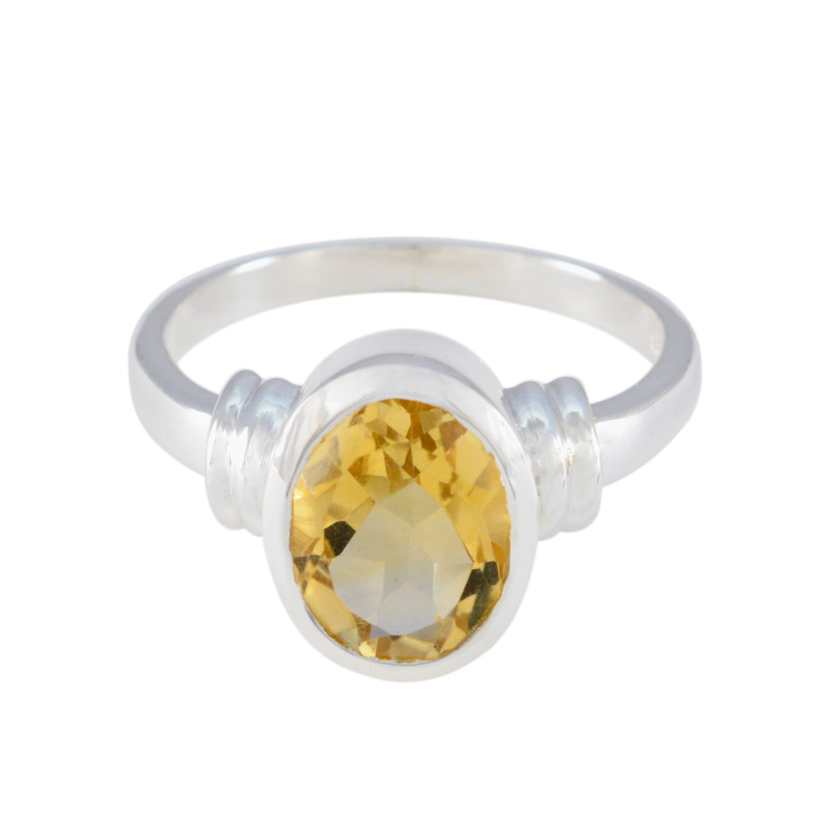 Julia Yellow Solitaire Ring with Oval Gemstone Citrine Yellow