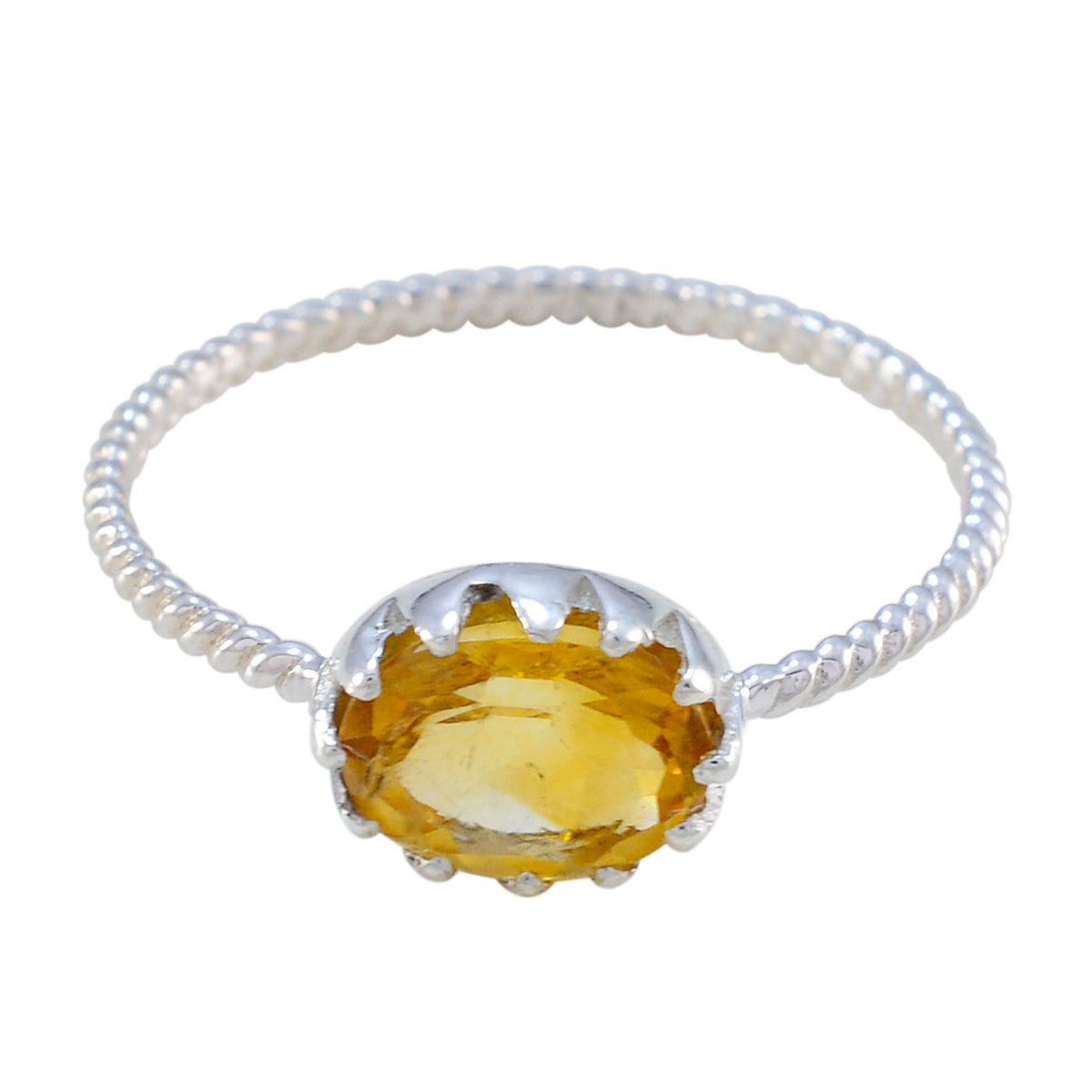 Wen Yellow Solitaire Ring with Elegant Gemstone Design Citrine Yellow