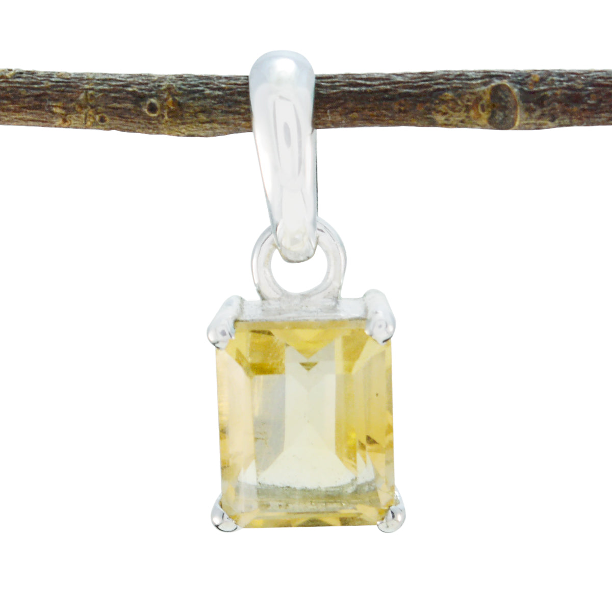 Nari Silver Yellow Stone Pendant for Everyday Glam Citrine Yellow Yellow