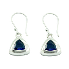 Skylar Blue Earrings with Triangular Gemstone Design Iolite Blue Dangle