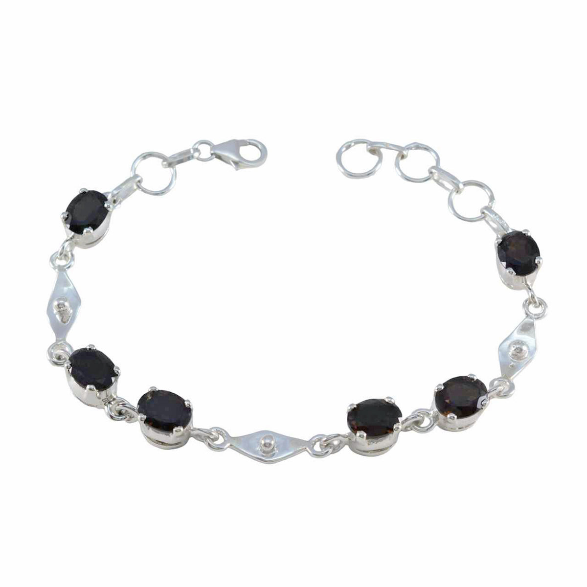 Nella Glam Slim Brown Links Bracelet Smoky Quartz Brown