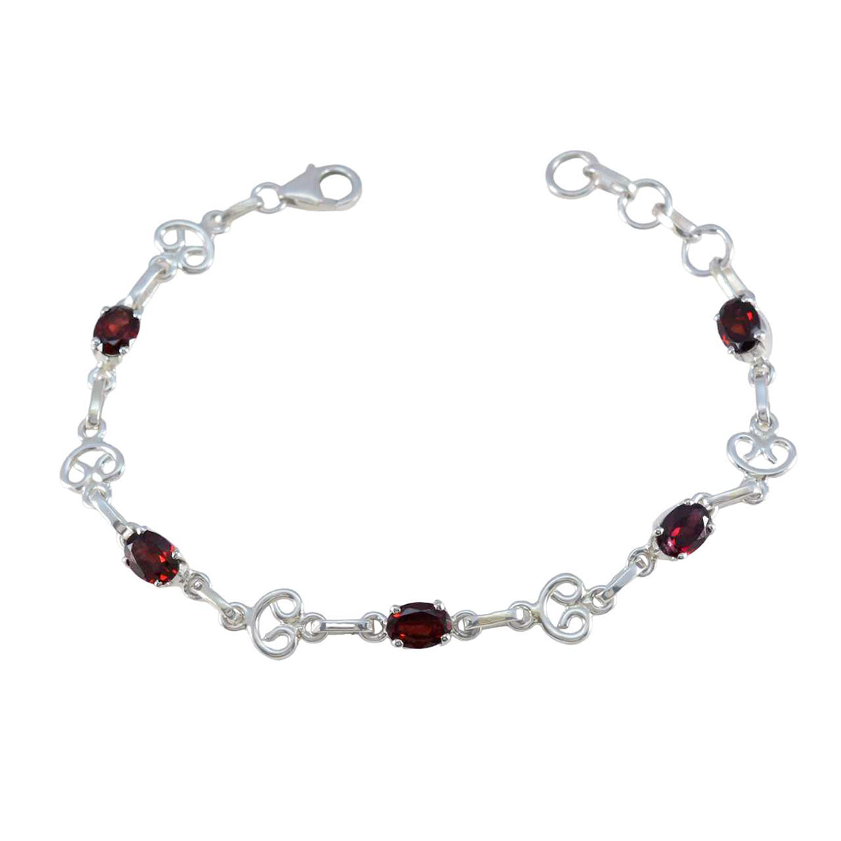 Abigail Slim Link Bracelet Jewelry with Gemstone Accents Garnet Red