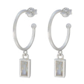 Tereza Slim Solitaire Dangle Earrings for Every Occasion Rainbow Moonstone White Dangle