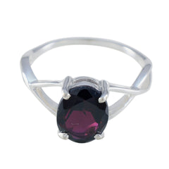 Sofia Red Solitaire Ring Elegant Silver Gemstone