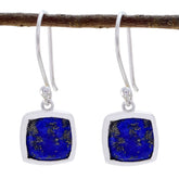 Sara Solitaire Dangle Earrings with Blue Gemstone Lapis Lazuli Blue Dangle