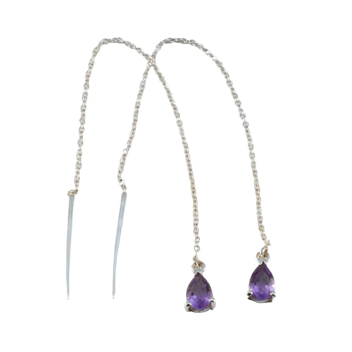 Natalie Solitaire Dangle Earrings India - Elegant Glam Amethyst Purple Dangle
