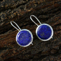 Victoria Solitaire Dangle Earrings with Lapis Lazuli