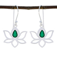 Patricia Solitaire Dangle Earrings Online - Green Lotus Indian Emerald Green Dangle