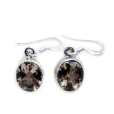 Marie Solitaire Dangle Earrings for Everyday Glam Smoky Quartz Brown Dangle