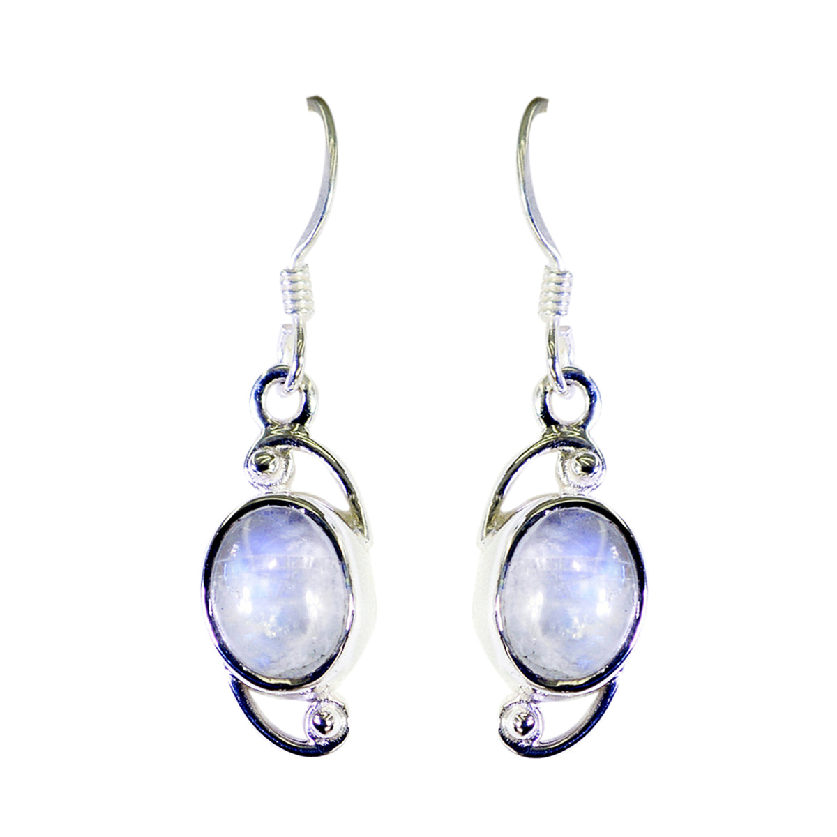 Julia Solitaire Dangle Earrings for Everyday Elegance Rainbow Moonstone White Dangle