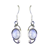 Julia Solitaire Dangle Earrings for Everyday Elegance Rainbow Moonstone White Dangle