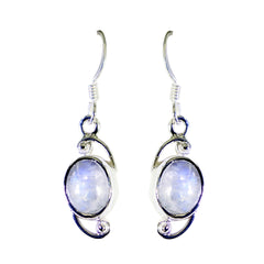Julia Solitaire Dangle Earrings for Everyday Elegance Rainbow Moonstone White Dangle