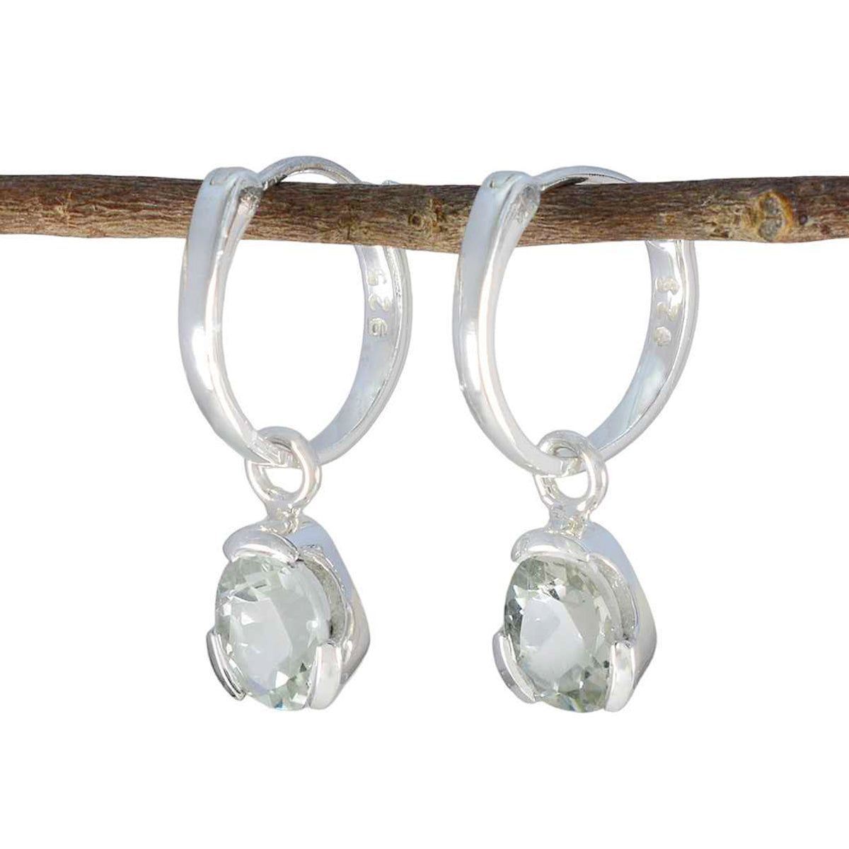 Naomi Solitaire Dangle Earrings for Everyday Glam Green Amethyst Green Dangle