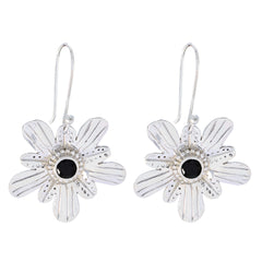 Lily Solitaire Flower Earrings for Every Occasion Black Onyx Black Dangle