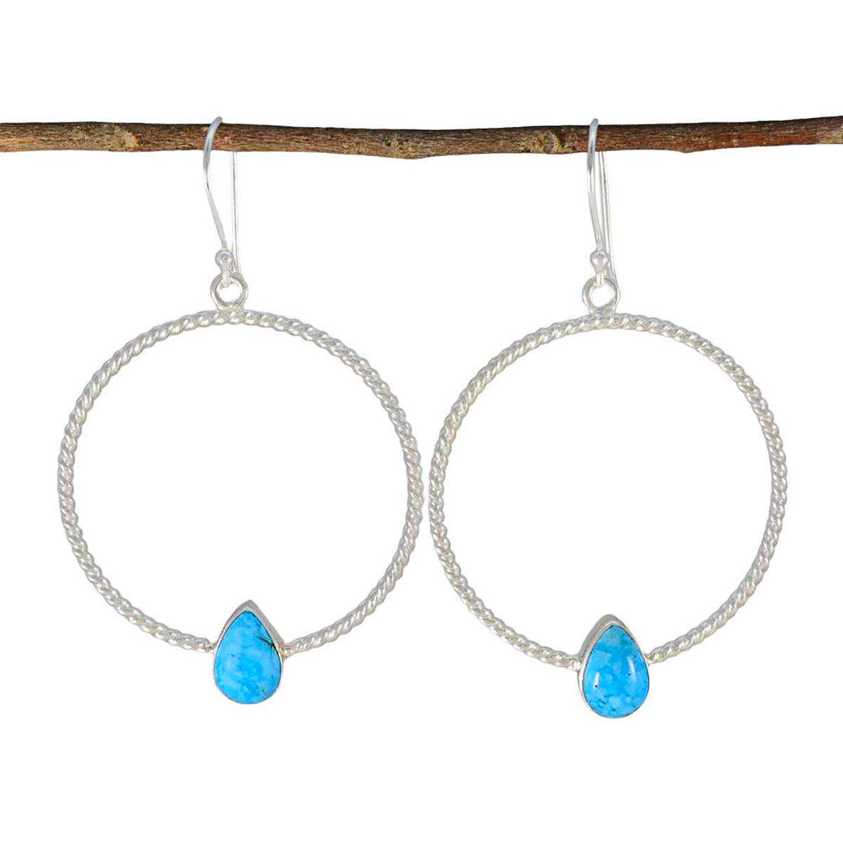 Wen Solitaire Gemstone Earrings with Stylish Hoops Turquoise multicolor Dangle