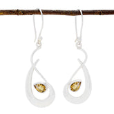 Eleanor Solitaire Gemstone Earrings in Elegant Design Citrine Yellow Dangle