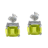 Amanda Solitaire Stud Earrings with Colorful Gemstones Peridot Green Stud