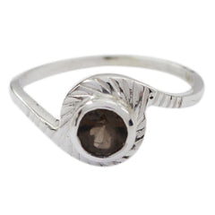 Zazlle Sophisticated Brown Solitaire Ring in Silver smoky quartz Brown