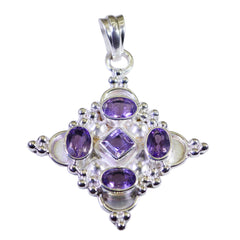 Leah Statement Gemstone Jewelry Pendant with Amethyst Amethyst Purple Purple