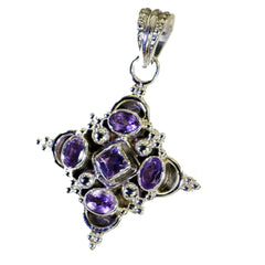 Leah Statement Gemstone Jewelry Pendant with Amethyst