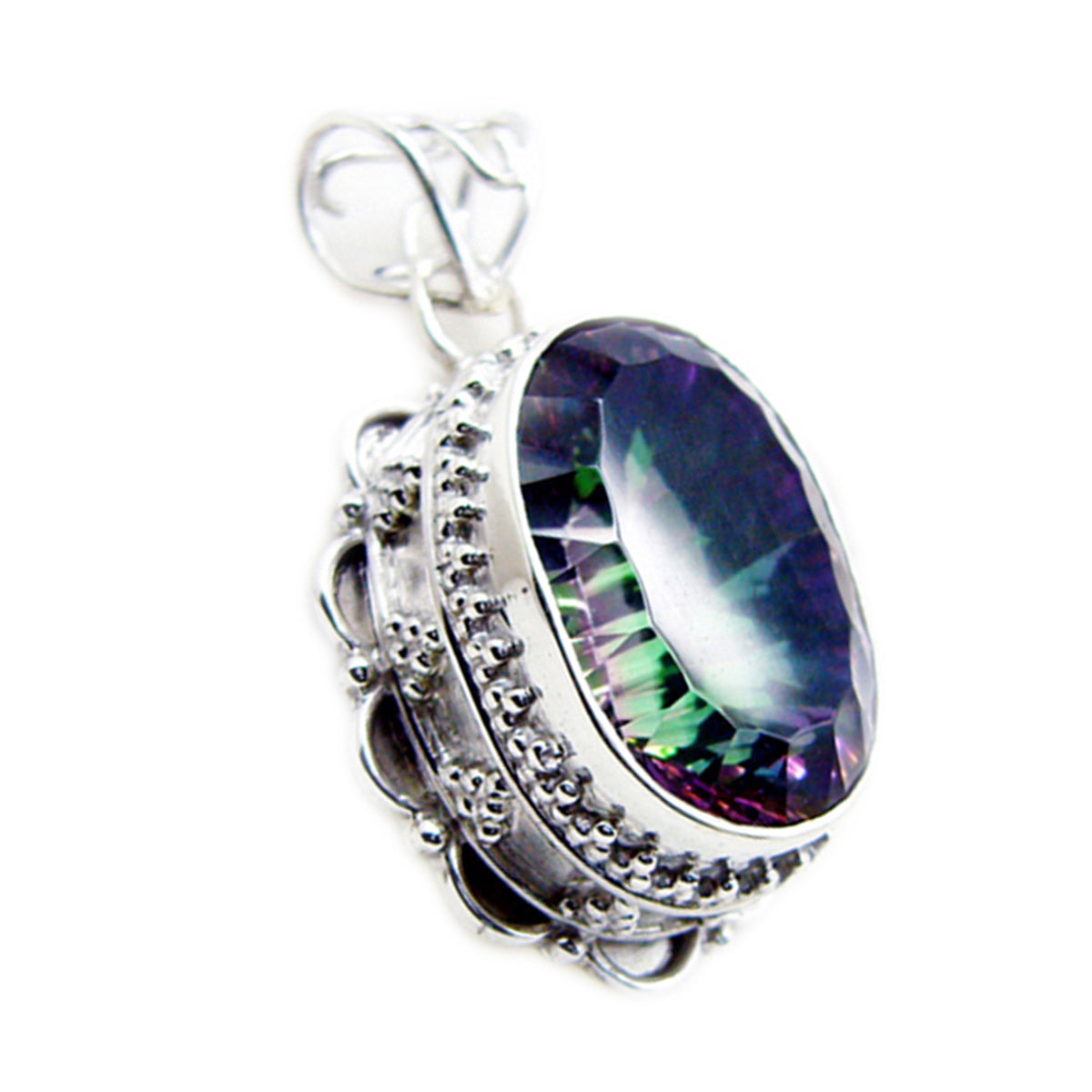 Aurora Statement Rope-Wire Jewelry Pendant with Gemstone Mystic Quartz multicolor Multicolor