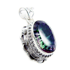 Aurora Statement Rope-Wire Jewelry Pendant with Gemstone Mystic Quartz multicolor Multicolor