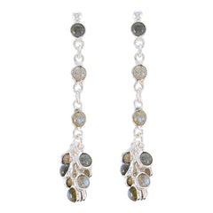 Stella Grey Stud Earrings with Unique Gemstone Design Labradorite Gray Stud