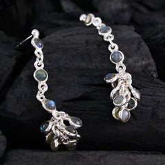 Stella Grey Stud Earrings with Unique Gemstone Design