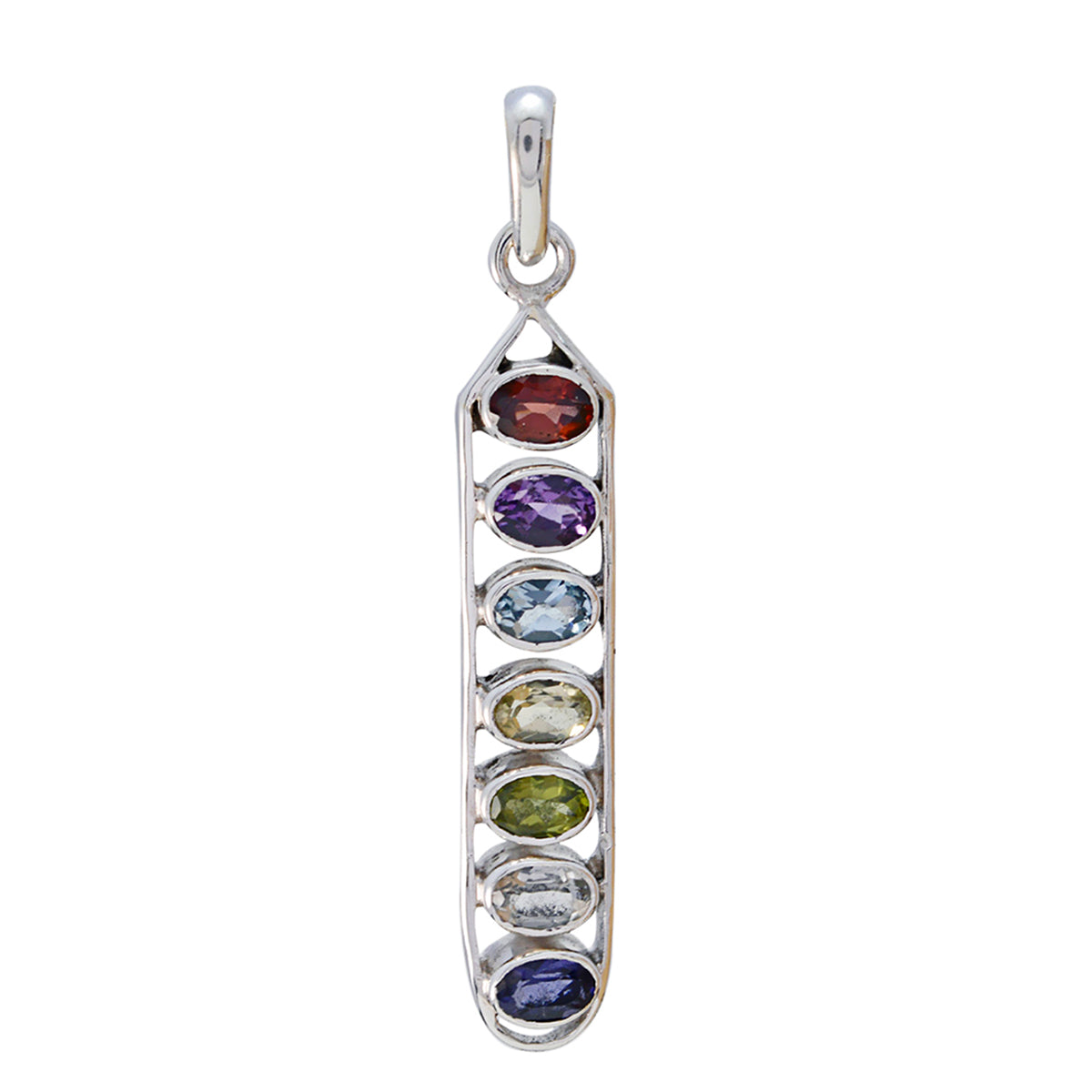 Aurora Multicolor Gemstone Pendant in Sterling Silver Multi Stone multicolor Multicolor