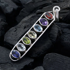 Aurora Multicolor Gemstone Pendant in Sterling Silver