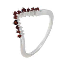 Putri silver red crown ring for women with small round red gemstones in crown shape