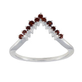 Putri silver ring with red stones shaped as a crown design red crown ring for women