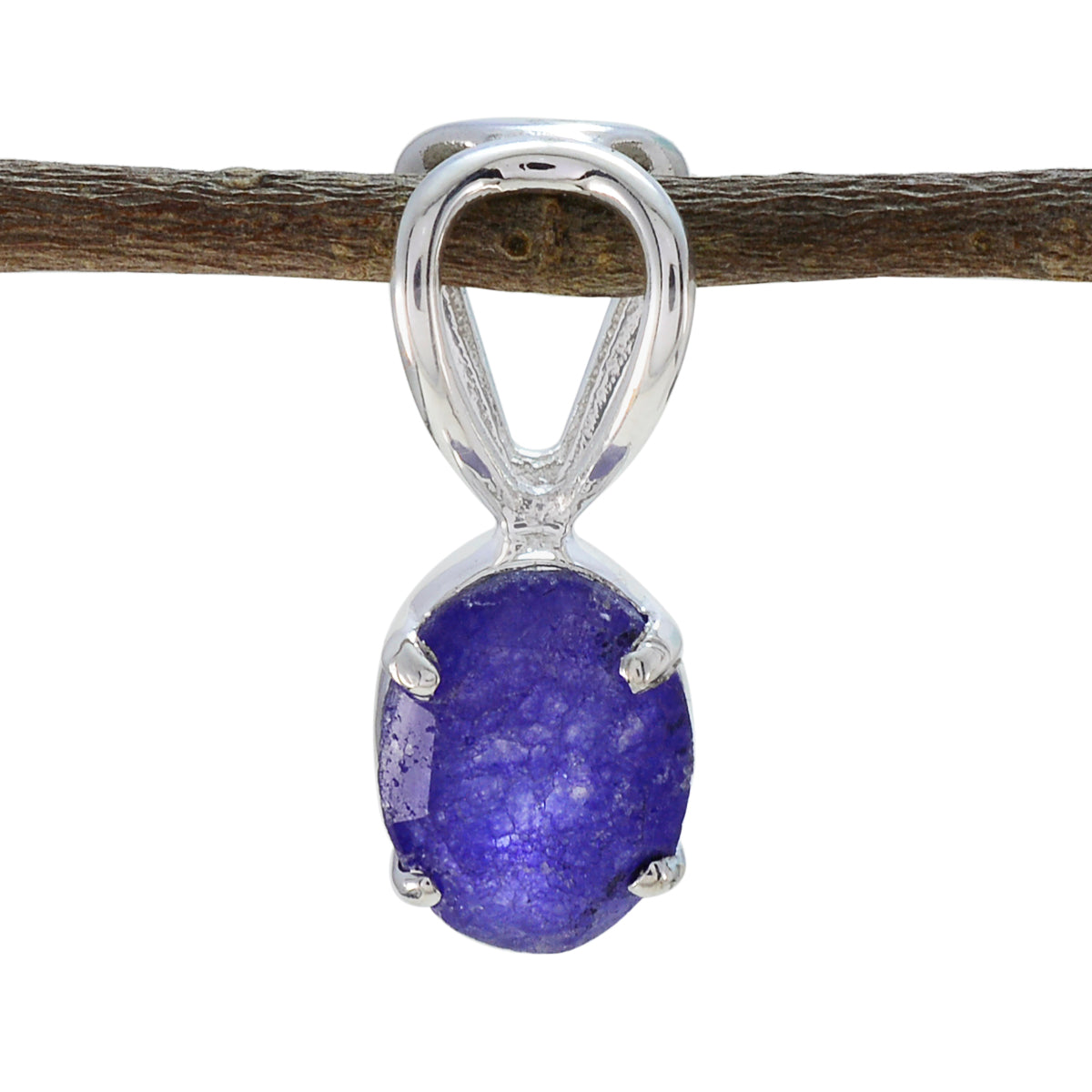 Hua Stylish Gemstone Necklace Pendant for Fashion Indian Blue Sapphire Blue Blue