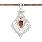 Teresa Pendant Love Collection - Elegant Silver Design Garnet Red Red