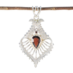 Teresa Pendant Love Collection - Elegant Silver Design Garnet Red Red