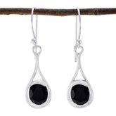 Nella Thin Black Gemstone Earrings for Every Occasion Black Onyx Black Dangle