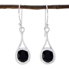 Nella Thin Black Gemstone Earrings for Every Occasion Black Onyx Black Dangle