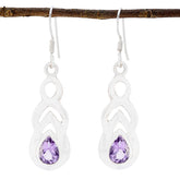 Eva Thin Gemstone Earrings for Everyday Glam Amethyst Purple Dangle