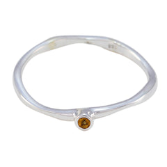 Yuki Modern Yellow Solitaire Ring in Silver Band