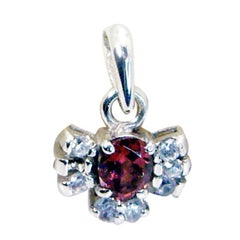 Ava Tiny Contemporary Pendant with Gemstone Accents Garnet Red Red