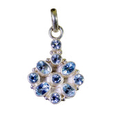 Eleanor Tiny Engagement Pendant with Blue Gemstones Blue Topaz Blue Blue