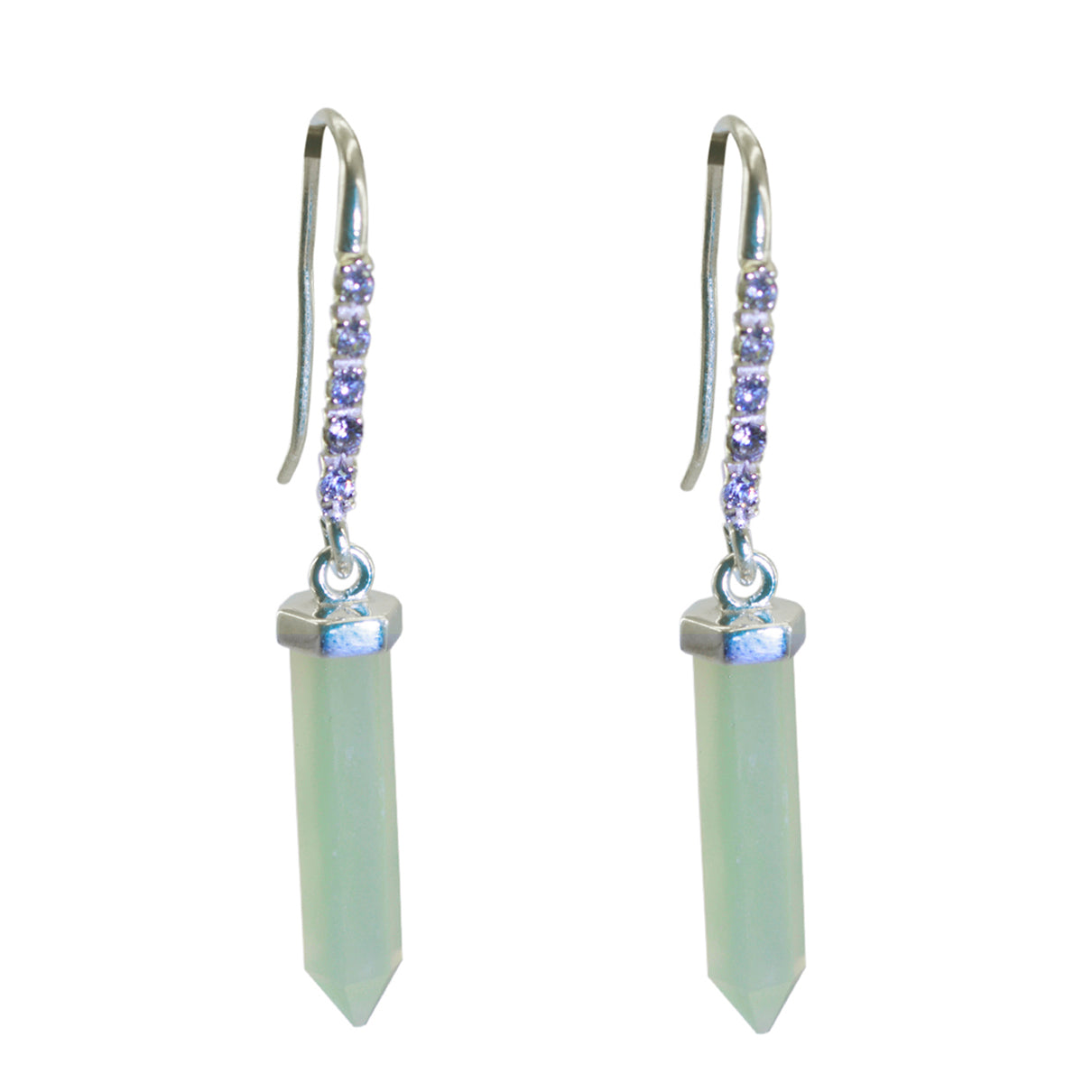 Aurora Tiny Gemstone Earrings for Everyday Elegance Chalcedony Blue Dangle