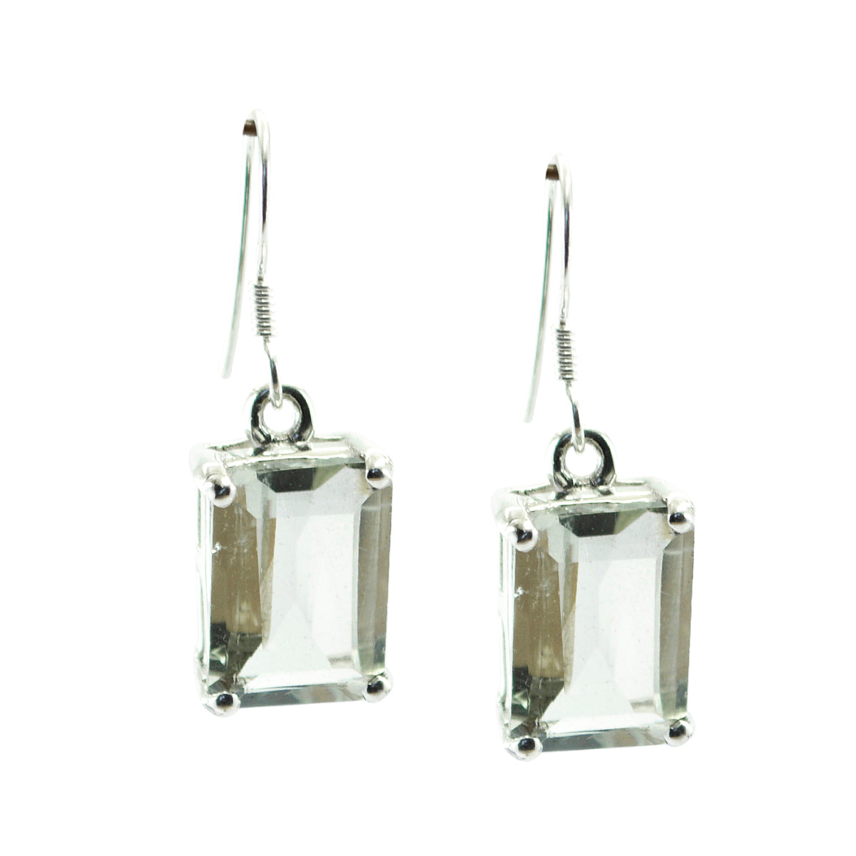 Angeles Tiny Gemstone Earrings India - Elegant Silver Design Green Amethyst Green Dangle