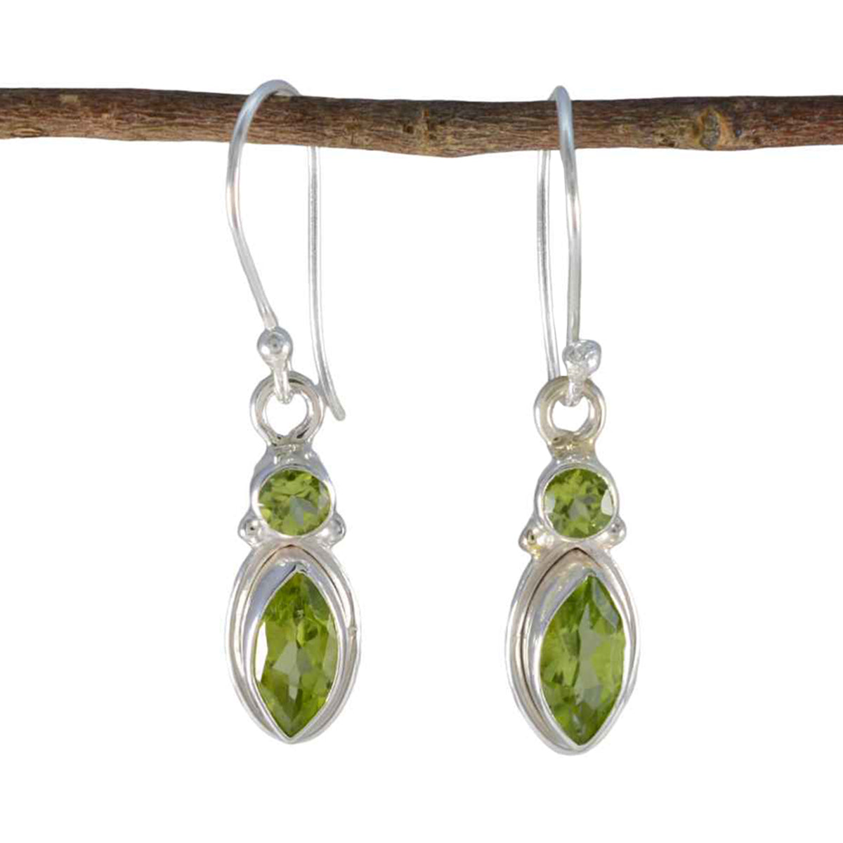 Bella Toi et Moi Green Earrings for Everyday Glam Peridot Green Dangle