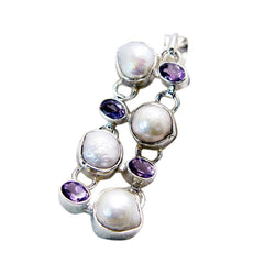 Clara Traditional Chunky White Pendant with Gemstones