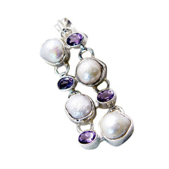 Clara Traditional Chunky White Pendant with Gemstones