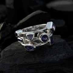 Alejandra Trendy Blue Gemstone Ring with Silver Setting