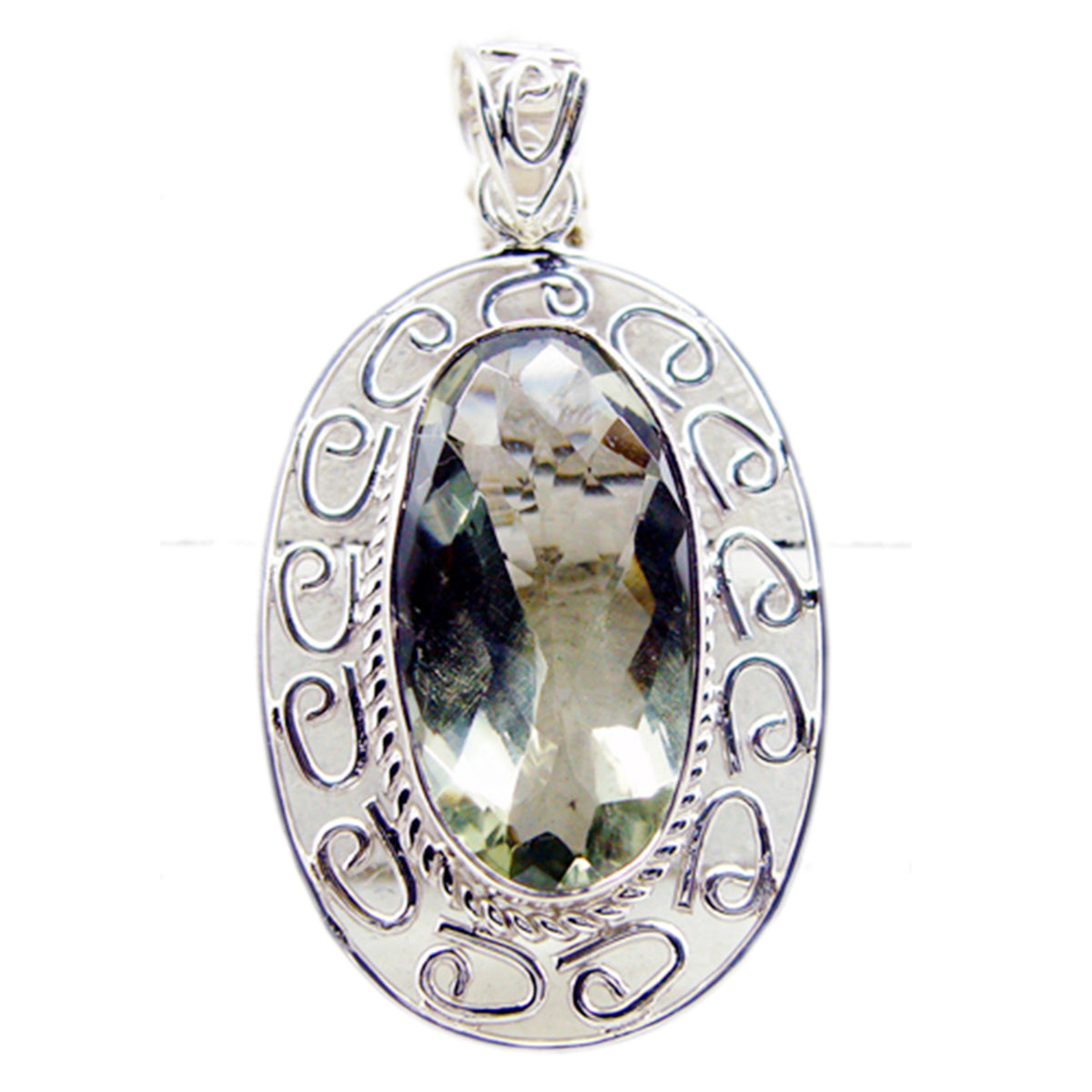 Tereza Trendy Fashion Jewelry Pendant with Gemstone Green Amethyst Light Green Light Green