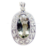 Tereza Trendy Fashion Jewelry Pendant with Gemstone Green Amethyst Light Green Light Green